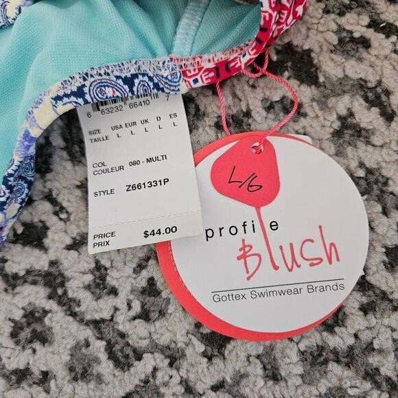 Profile Blush by Gottex Paisley Print Underwire Bikini Set Top Size Medium D Cup - Picture 3 of 7